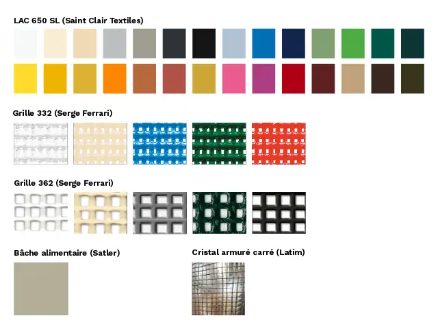 Coloris disponibles pour bâche agricole et viticole