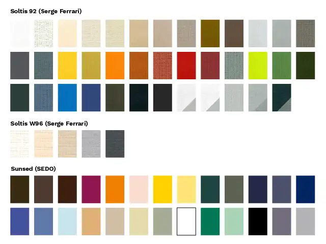 Coloris disponibles pour voile d'ombrage